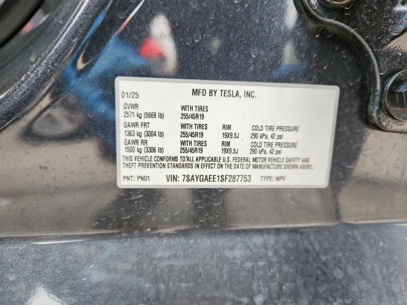 Aukcja sprzedaży 2025 Tesla Model Y, vin: 7SAYGAEE1SF287753, numer aukcji: 47584736