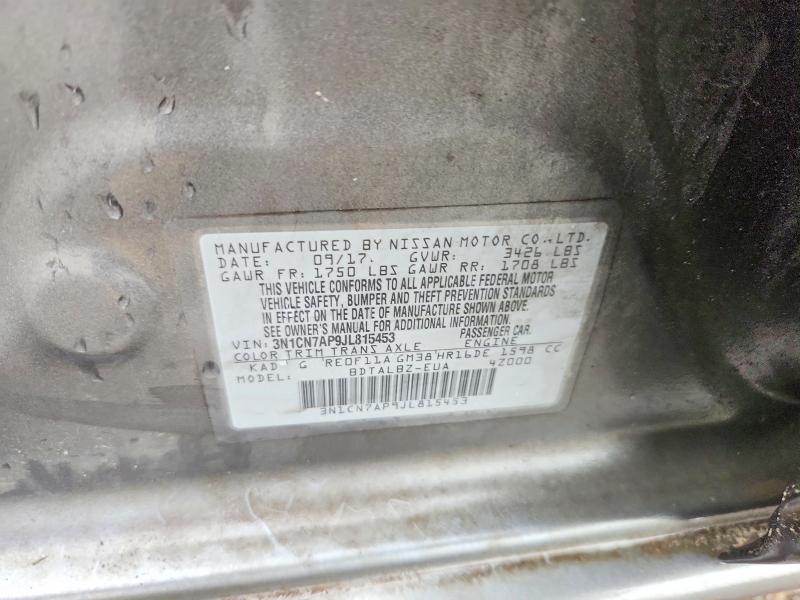 2018 Nissan Versa მანქანა იყიდება აუქციონზე, vin: 3N1CN7AP9JL815453, აუქციონის ნომერი: 47338276