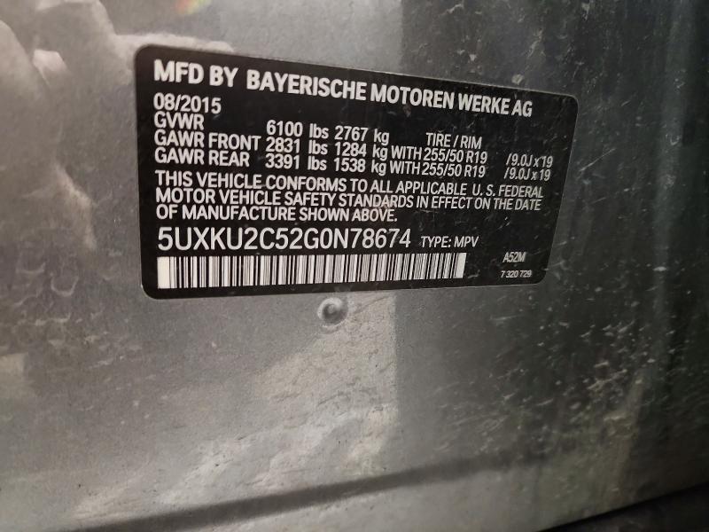 Продаж на аукціоні авто 2016 Bmw X6, vin: 5UXKU2C52G0N78674, номер лоту: 48008396