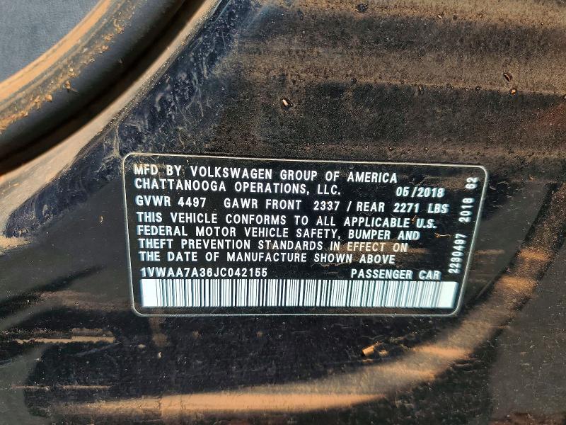 Aukcja sprzedaży 2018 Volkswagen Passat, vin: 1VWAA7A36JC042155, numer aukcji: 47653736