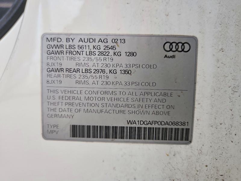 Продажа на аукционе авто 2013 Audi Q5, vin: WA1DGAFP0DA068381, номер лота: 46887916