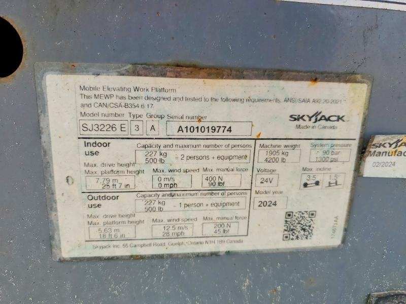 Продажа на аукционе авто 2024 Skyjack Sj4732e, vin: A101019774, номер лота: 45925216