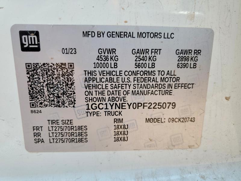48104466 :رقم المزاد ، 1GC1YNEY0PF225079 vin ، 2023 Chevrolet Silverado مزاد بيع