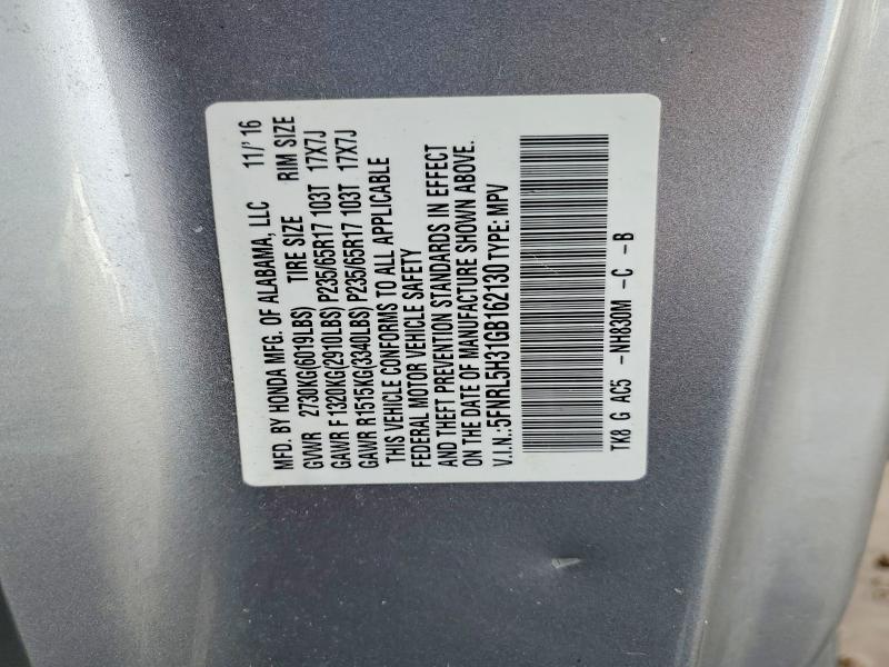 Aukcja sprzedaży 2016 Honda Odyssey, vin: 5FNRL5H31GB162130, numer aukcji: 46236376