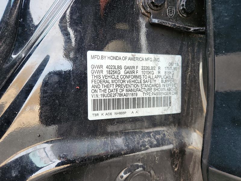 47323316 :رقم المزاد ، 19UDE2F78KA011619 vin ، 2019 Acura Ilx مزاد بيع