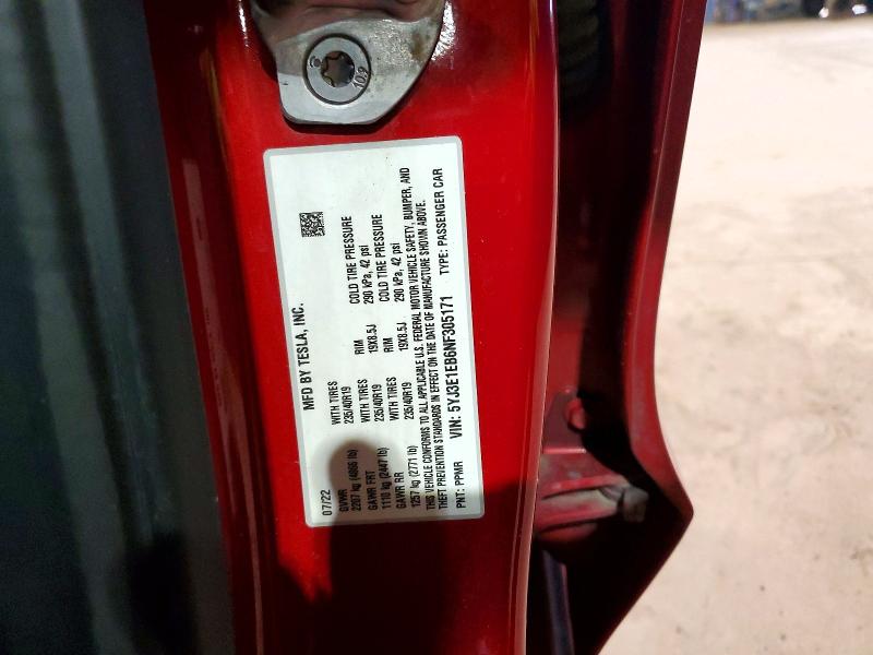 47119546 :رقم المزاد ، 5YJ3E1EB6NF305171 vin ، 2022 Tesla Model 3 مزاد بيع