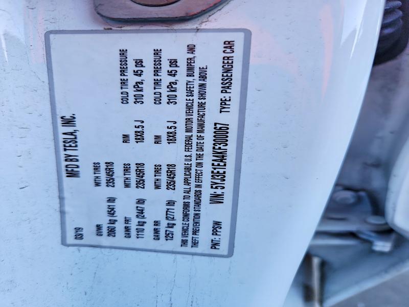 Aukcja sprzedaży 2019 Tesla Model 3, vin: 5YJ3E1EA4KF300067, numer aukcji: 46476996