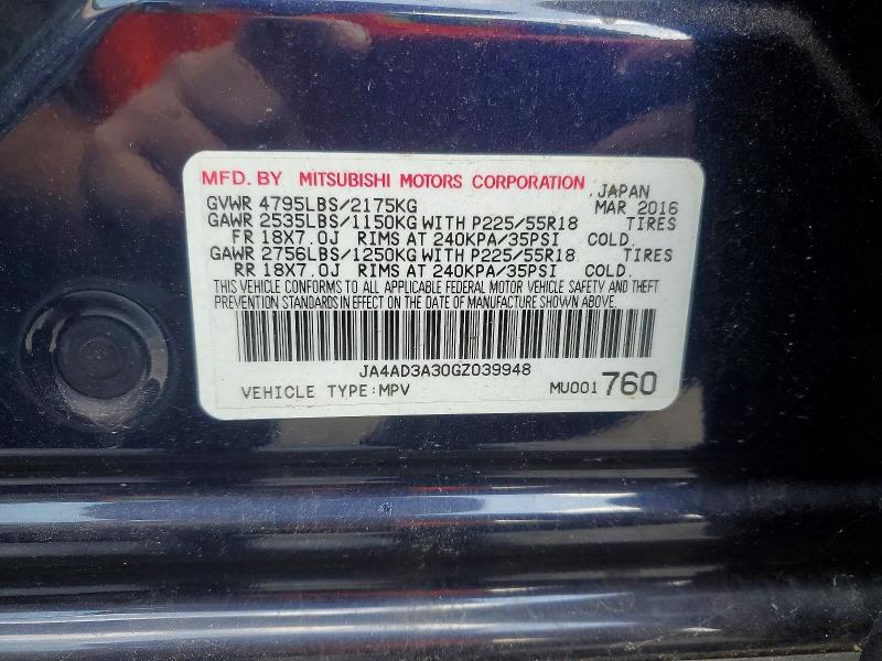 Продаж на аукціоні авто 2016 Mitsubishi Outlander, vin: JA4AD3A30GZ039948, номер лоту: 48167656