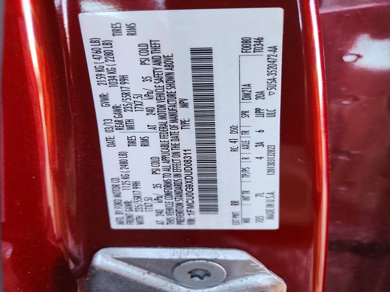 45675106 :رقم المزاد ، 1FMCU0G9XDUD08311 vin ، 2013 Ford Escape مزاد بيع
