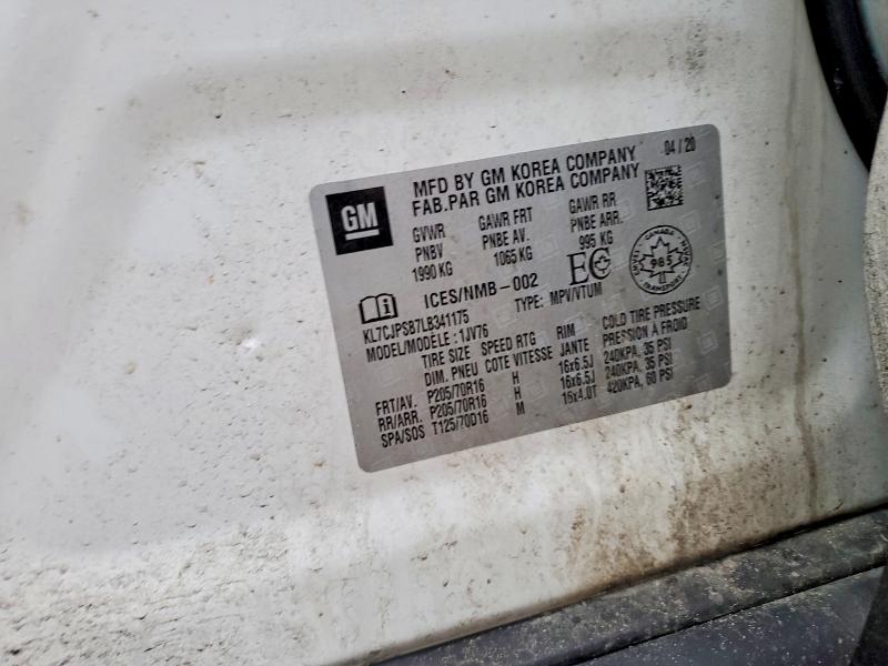 45730936 :رقم المزاد ، KL7CJPSB7LB341175 vin ، 2020 Chevrolet Trax مزاد بيع