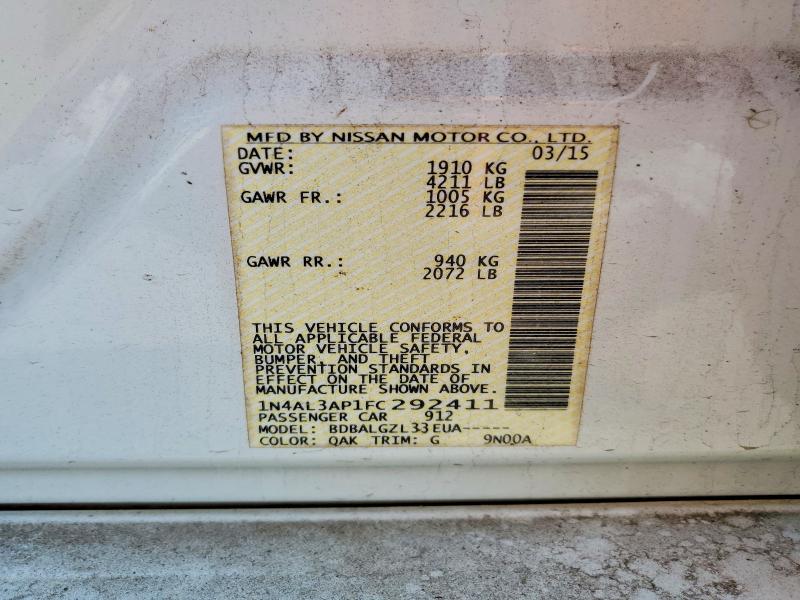 Продаж на аукціоні авто 2015 Nissan Altima, vin: 1N4AL3AP1FC292411, номер лоту: 47714466