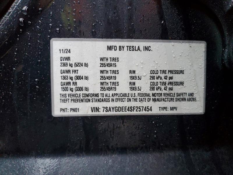 Aukcja sprzedaży 2025 Tesla Model Y, vin: 7SAYGDEE4SF257454, numer aukcji: 41797146