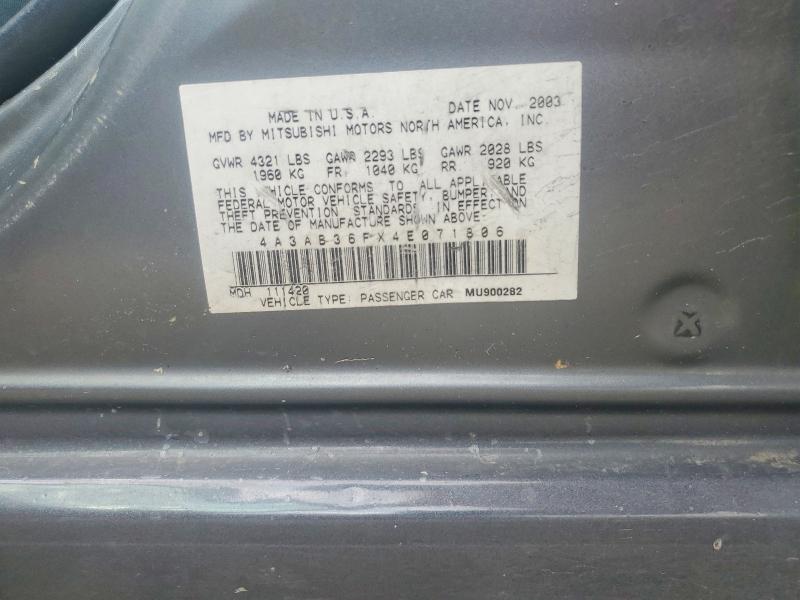 Продаж на аукціоні авто 2004 Mitsubishi Galant, vin: 4A3AB36FX4E071806, номер лоту: 45526906