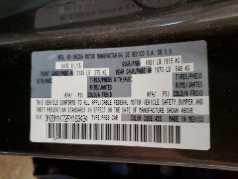 46493176 :رقم المزاد ، 3MZBM1K72FM183434 vin ، 2015 Mazda 3 مزاد بيع