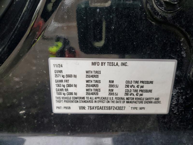 Aukcja sprzedaży 2025 Tesla Model Y, vin: 7SAYGAEE5SF243027, numer aukcji: 45631686