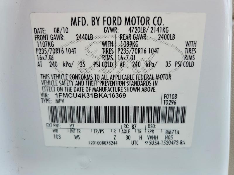 Aukcja sprzedaży 2011 Ford Escape, vin: 1FMCU4K31BKA16369, numer aukcji: 45500066