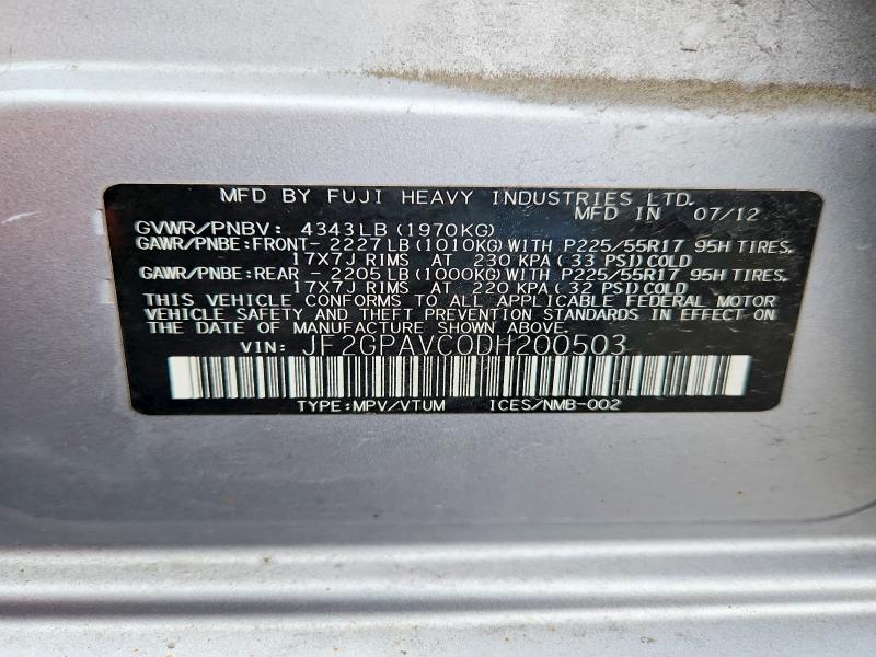 78625005 :رقم المزاد ، JF2GPAVC0DH200503 vin ، 2013 Subaru Xv Crosstrek مزاد بيع