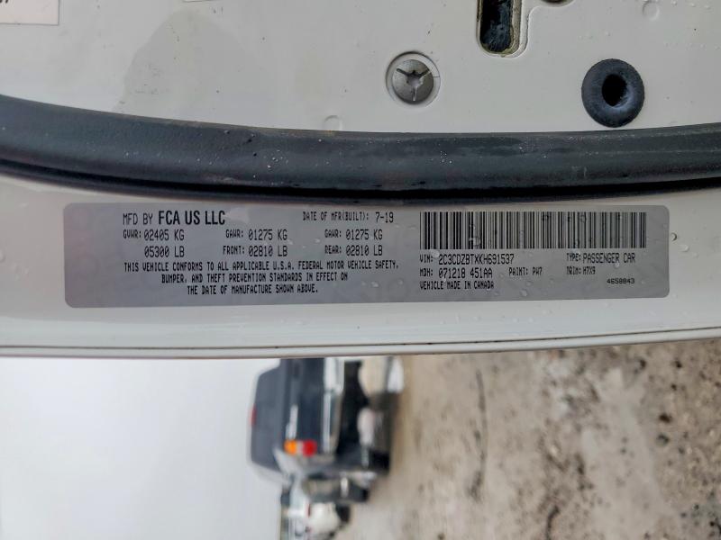 2019 Dodge Challenger მანქანა იყიდება აუქციონზე, vin: 2C3CDZBTXKH691537, აუქციონის ნომერი: 79533755