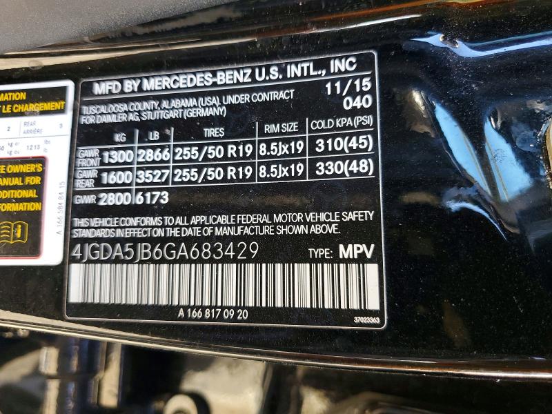 Продажа на аукционе авто 2016 Mercedes-benz Gle, vin: 4JGDA5JB6GA683429, номер лота: 41766006