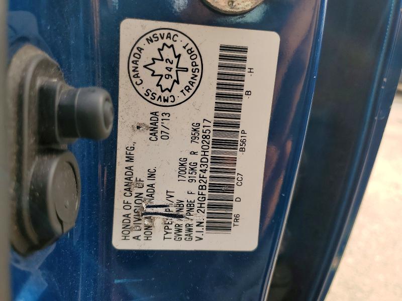 2013 Honda Civic მანქანა იყიდება აუქციონზე, vin: 2HGFB2F43DH028517, აუქციონის ნომერი: 47155606