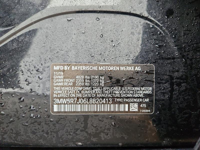 Продаж на аукціоні авто 2020 Bmw 330xi, vin: 3MW5R7J06L8B20413, номер лоту: 79643805