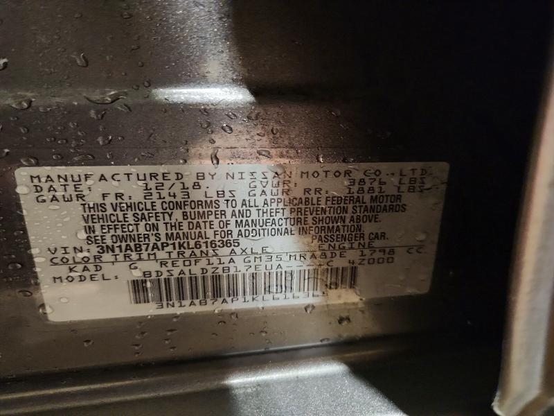 Продаж на аукціоні авто 2019 Nissan Sentra, vin: 3N1AB7AP1KL616365, номер лоту: 79824585