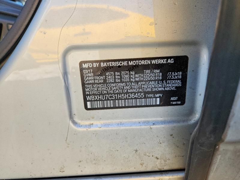 41989476 :رقم المزاد ، WBXHU7C31H5H36455 vin ، 2017 Bmw X1 مزاد بيع