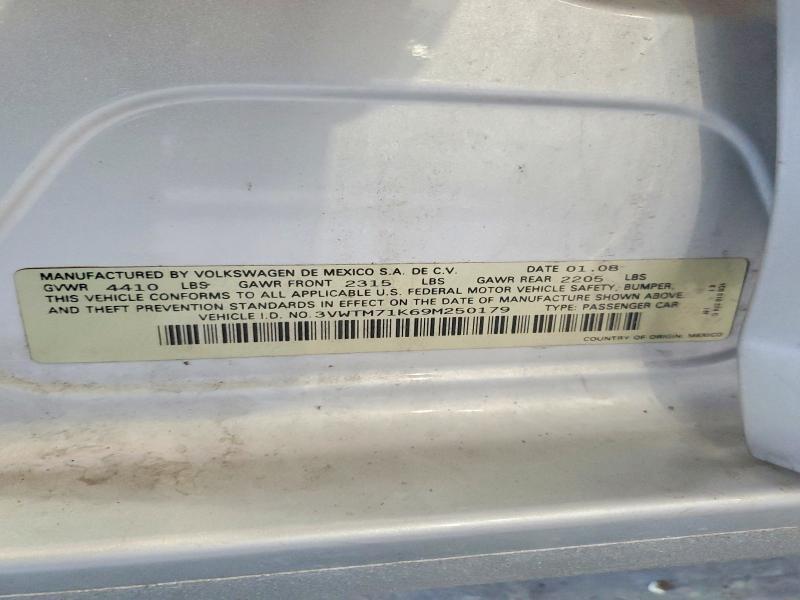 Продажа на аукционе авто 2009 Volkswagen Jetta, vin: 3VWTM71K69M250179, номер лота: 46441976