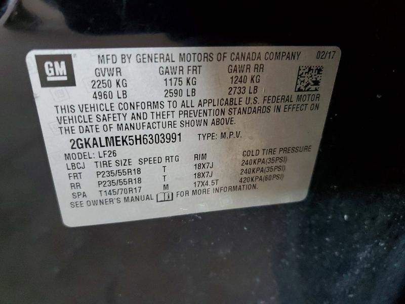 45785666 :رقم المزاد ، 2GKALMEK5H6303991 vin ، 2017 Gmc Terrain مزاد بيع
