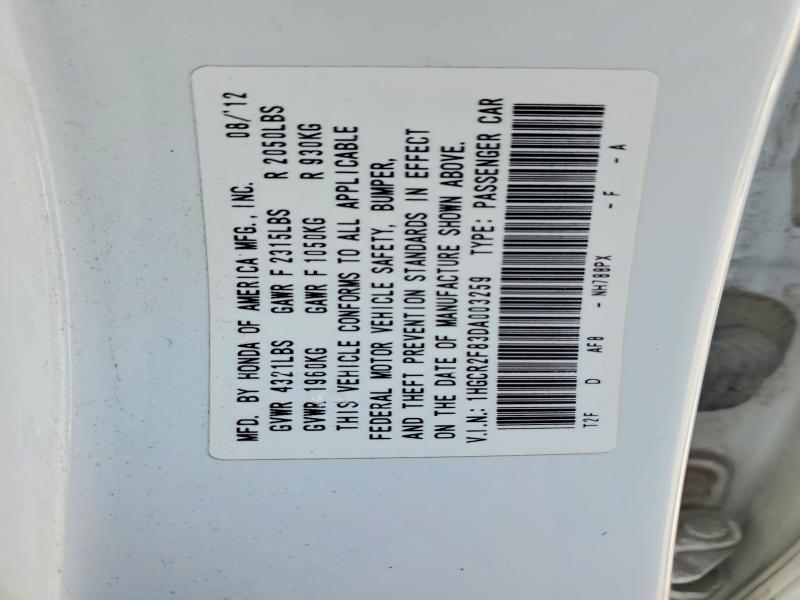 2013 Honda Accord მანქანა იყიდება აუქციონზე, vin: 1HGCR2F83DA003259, აუქციონის ნომერი: 46572646