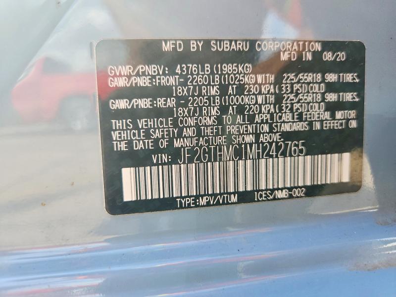 41701226 :رقم المزاد ، JF2GTHMC1MH242765 vin ، 2021 Subaru Crosstrek مزاد بيع