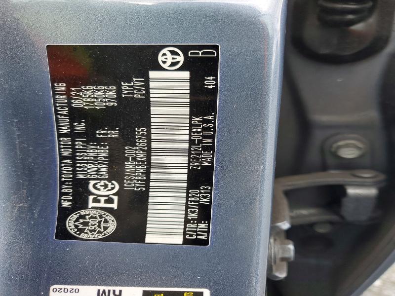 Aukcja sprzedaży 2021 Toyota Corolla, vin: 5YFBPMBEXMP266755, numer aukcji: 46189066