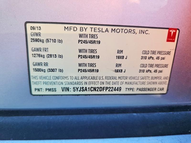 Aukcja sprzedaży 2013 Tesla Model S, vin: 5YJSA1CN2DFP22449, numer aukcji: 46917896