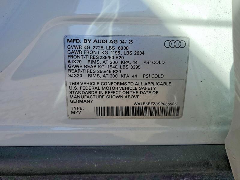 Продажа на аукционе авто 2025 Audi Q4 E-tron, vin: WA1B5BFZ8SP066585, номер лота: 79889945