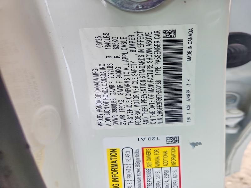 79413005 :رقم المزاد ، 2HGFE2F56TH500188 vin ، 2026 Honda Civic مزاد بيع