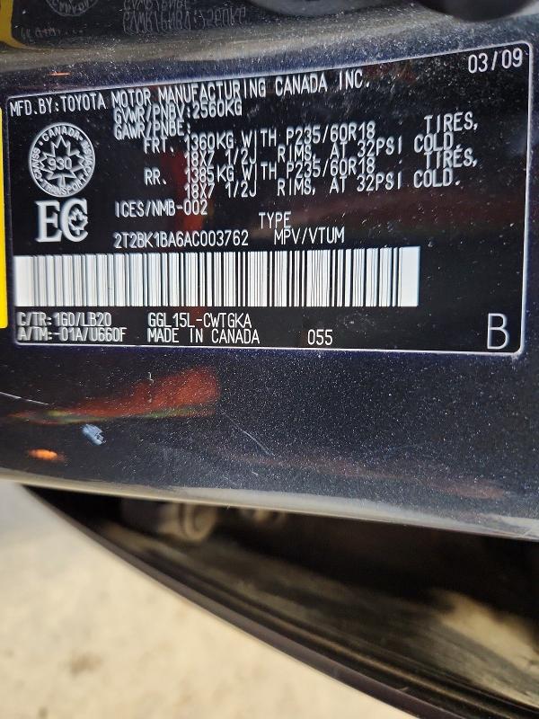 79514725 :رقم المزاد ، 2T2BK1BA6AC003762 vin ، 2010 Lexus Rx 350 مزاد بيع