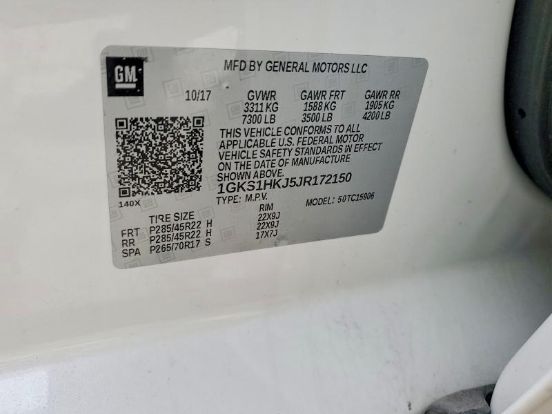 2018 Gmc Yukon Xl მანქანა იყიდება აუქციონზე, vin: 1GKS1HKJ5JR172150, აუქციონის ნომერი: 47855446