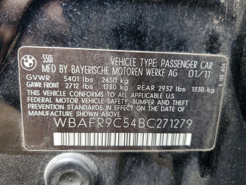 Продаж на аукціоні авто 2011 Bmw 550, vin: WBAFR9C54BC271279, номер лоту: 46920446
