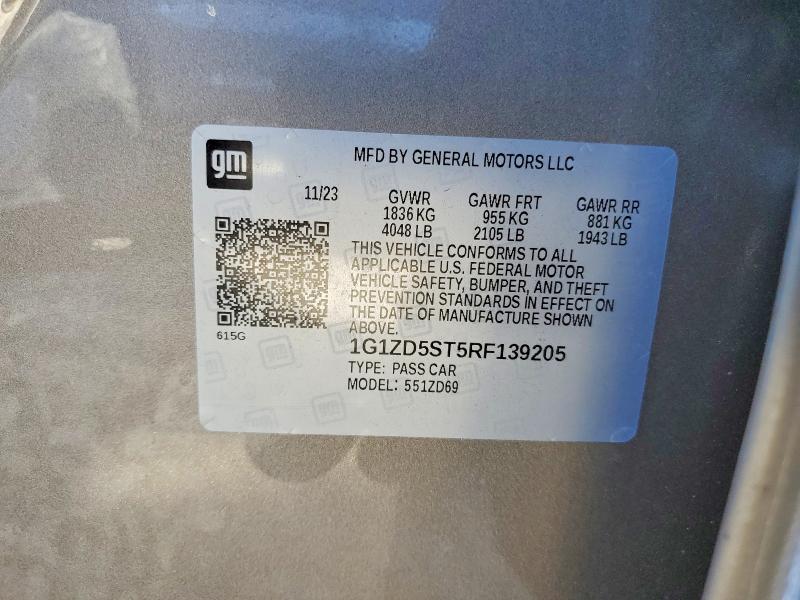 45749786 :رقم المزاد ، 1G1ZD5ST5RF139205 vin ، 2024 Chevrolet Malibu مزاد بيع
