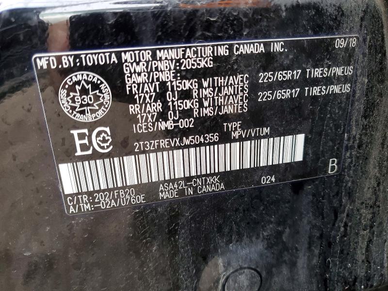 Продажа на аукционе авто 2018 Toyota Rav4, vin: 2T3ZFREVXJW504356, номер лота: 79433295