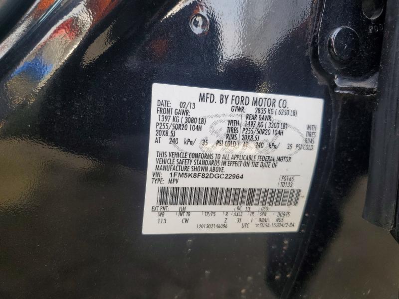 47096656 :رقم المزاد ، 1FM5K8F82DGC22964 vin ، 2013 Ford Explorer مزاد بيع