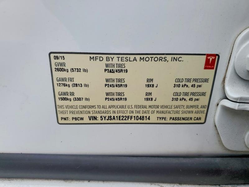 Aukcja sprzedaży 2015 Tesla Model S, vin: 5YJSA1E22FF104814, numer aukcji: 48412336