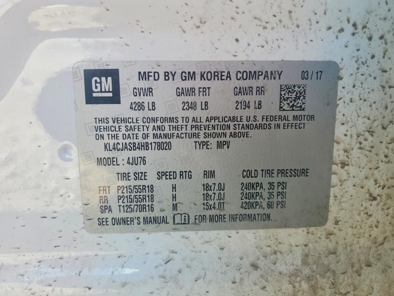 Aukcja sprzedaży 2017 Buick Encore, vin: KL4CJASB4HB178020, numer aukcji: 79689975