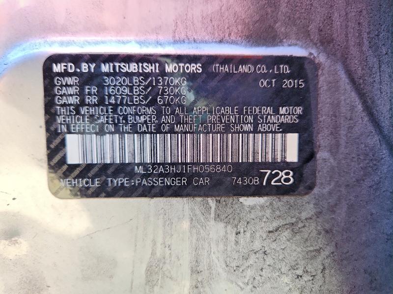 Продаж на аукціоні авто 2015 Mitsubishi Mirage, vin: ML32A3HJ1FH056840, номер лоту: 46765306