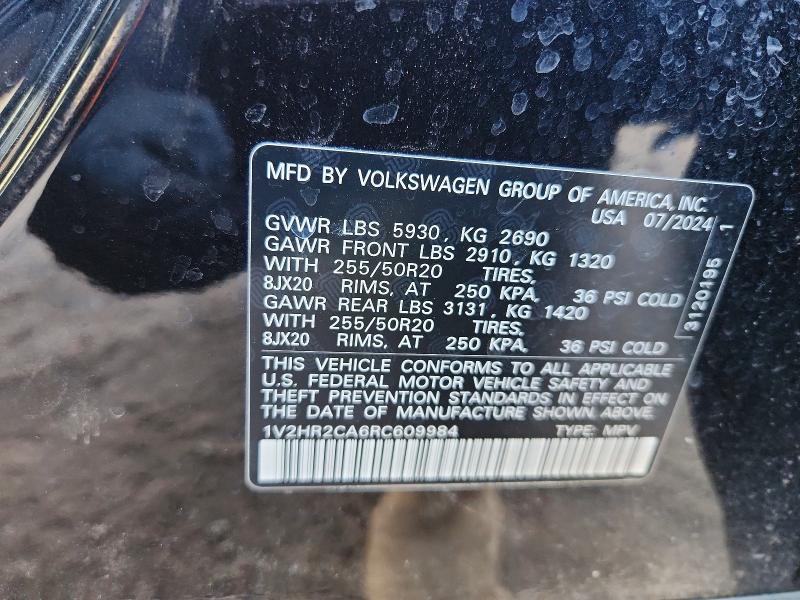 Продажа на аукционе авто 2024 Volkswagen Atlas, vin: 1V2HR2CA6RC609984, номер лота: 79009625