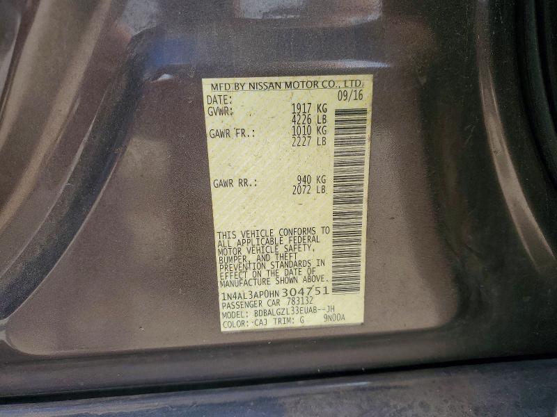 79779085 :رقم المزاد ، 1N4AL3AP0HN304751 vin ، 2017 Nissan Altima مزاد بيع