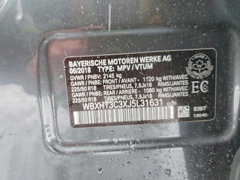 2018 Bmw X1 მანქანა იყიდება აუქციონზე, vin: WBXHT3C3XJ5L31631, აუქციონის ნომერი: 45964386