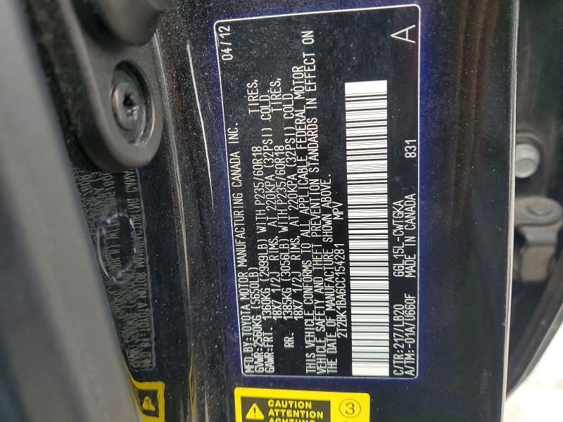 Aukcja sprzedaży 2012 Lexus Rx 350, vin: 2T2BK1BA6CC154281, numer aukcji: 48091406