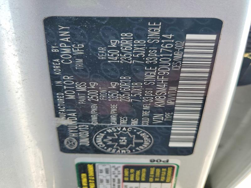 Aukcja sprzedaży 2013 Hyundai Santa Fe, vin: KM8SM4HF9DU017614, numer aukcji: 79341495