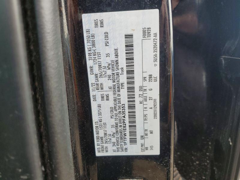 Продажа на аукционе авто 2023 Ford F150 Super, vin: 1FTFW1E82PFA35353, номер лота: 76590995
